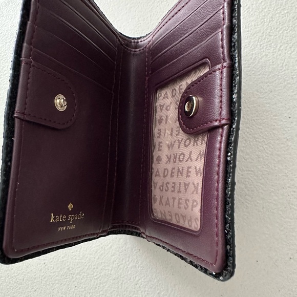 Kate Spade NY Snap Bifold Glitter Trim Smooth Wallet - Picture 6 of 10